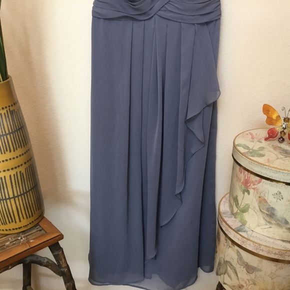 David’s Bridal Grey Strapless Chiffon Dress 12 - Picture 4 of 8